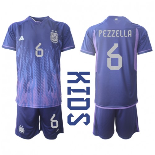 Dětský Fotbalový dres Argentina German Pezzella #6 MS 2022 Venkovní Krátký Rukáv (+ trenýrky)